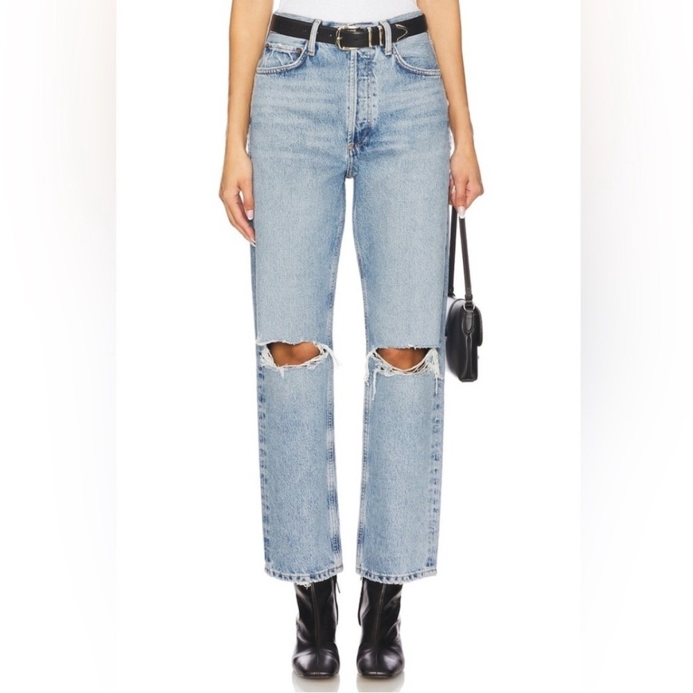 AGOLDE 90s Pinch Waist High Rise Straight Leg Jeans Flashback Distressed Size 27